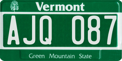 VT license plate AJQ087