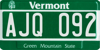 VT license plate AJQ092