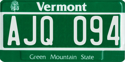 VT license plate AJQ094