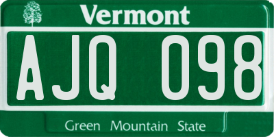 VT license plate AJQ098