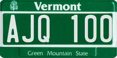 VT license plate AJQ100