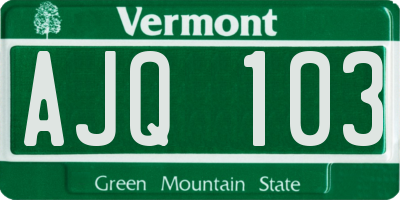 VT license plate AJQ103