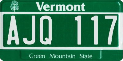 VT license plate AJQ117
