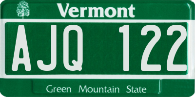 VT license plate AJQ122