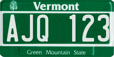 VT license plate AJQ123