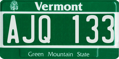 VT license plate AJQ133