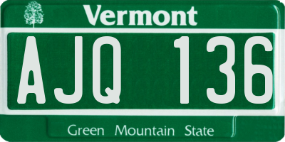 VT license plate AJQ136