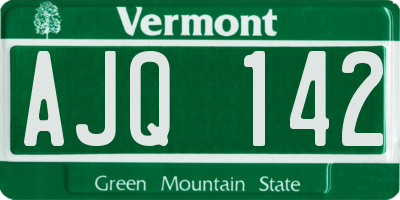 VT license plate AJQ142