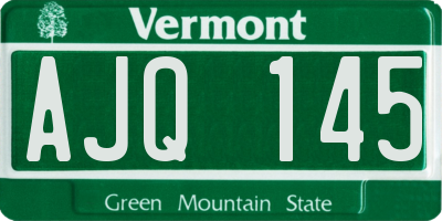 VT license plate AJQ145