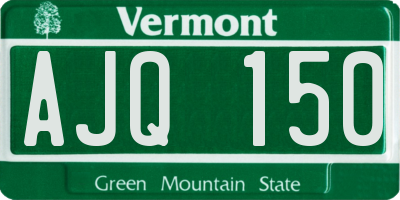 VT license plate AJQ150