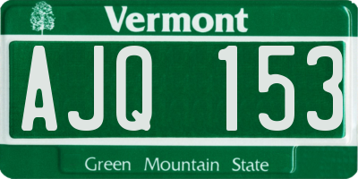VT license plate AJQ153