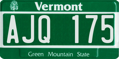 VT license plate AJQ175