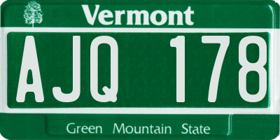 VT license plate AJQ178