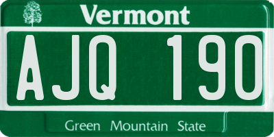 VT license plate AJQ190