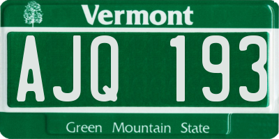 VT license plate AJQ193