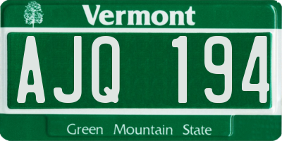VT license plate AJQ194