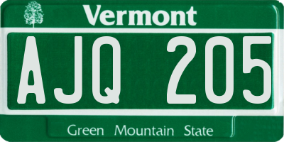 VT license plate AJQ205