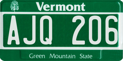VT license plate AJQ206