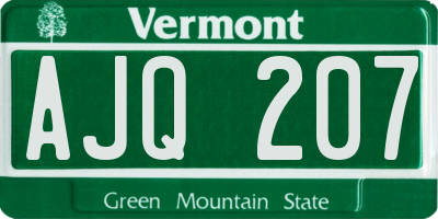 VT license plate AJQ207