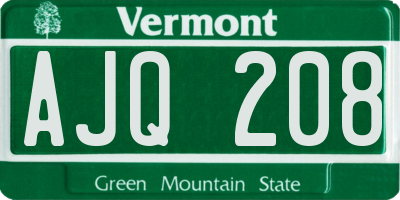 VT license plate AJQ208
