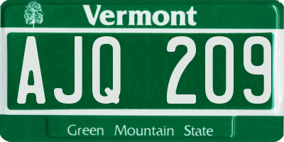 VT license plate AJQ209