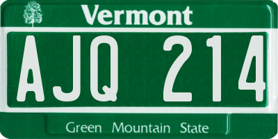 VT license plate AJQ214