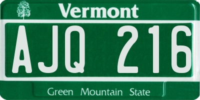 VT license plate AJQ216