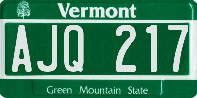 VT license plate AJQ217
