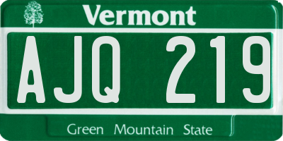 VT license plate AJQ219