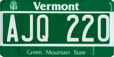 VT license plate AJQ220