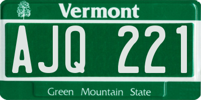 VT license plate AJQ221