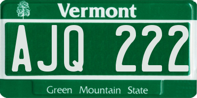 VT license plate AJQ222