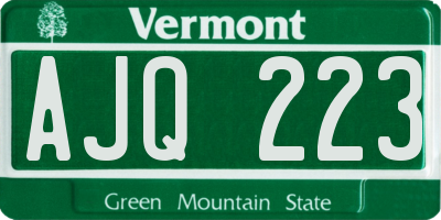 VT license plate AJQ223