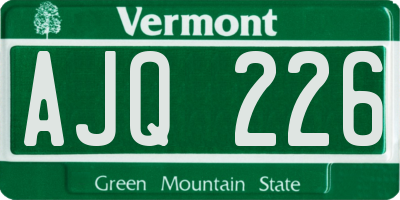 VT license plate AJQ226
