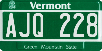 VT license plate AJQ228