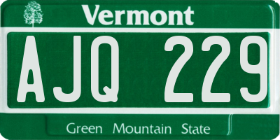 VT license plate AJQ229