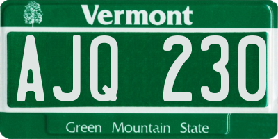 VT license plate AJQ230