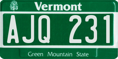 VT license plate AJQ231