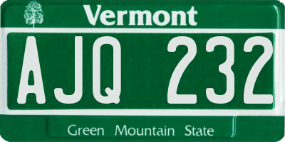 VT license plate AJQ232