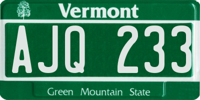 VT license plate AJQ233