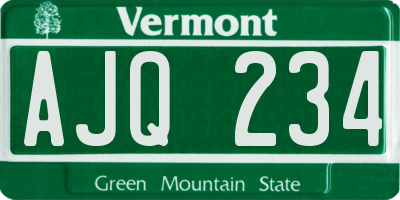 VT license plate AJQ234