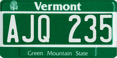 VT license plate AJQ235
