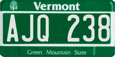 VT license plate AJQ238