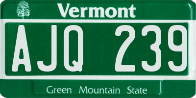 VT license plate AJQ239