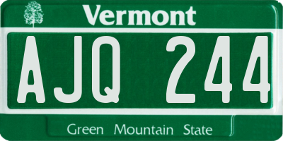 VT license plate AJQ244