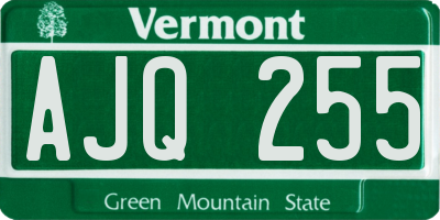VT license plate AJQ255