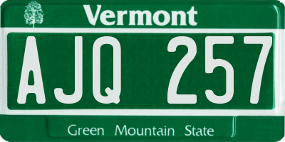VT license plate AJQ257