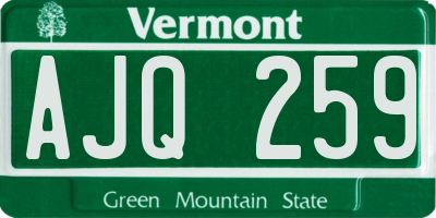 VT license plate AJQ259