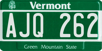 VT license plate AJQ262