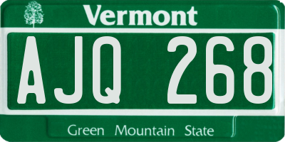 VT license plate AJQ268